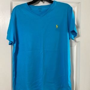 Ralph Lauren Polo V-Neck Turquoise Yellow Horse